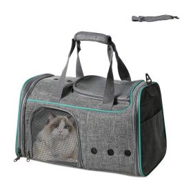 Foldable Airline Travel Pet Carrier Bag with Safety Strap (Type: Pet entertainment, Color: Light Gray)