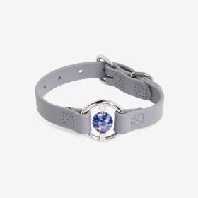 Luxe Dog Collar with Healing Crystal (Color: Sea Lavender, Color / Size: small)