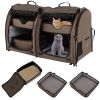 Double Compartment Pet Carrier with 2 Removable Hammocks