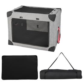 M/L 3-Door Dog Crate with Removable Pad and Metal Frame (Color / Size: L)