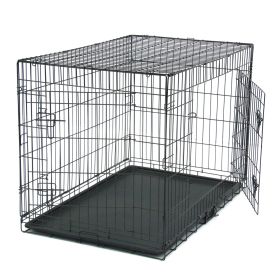 42" Pet Kennel Cat Dog Folding Steel Crate Animal Playpen Wire Metal (Option: colorAs shown)