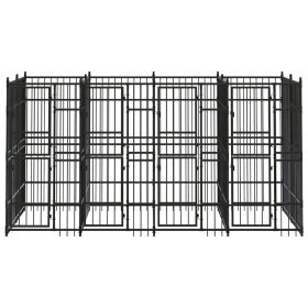 Outdoor Dog Kennel Steel 79.3 ft¬Home Life Boutique" (Option: Black)