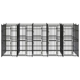 Outdoor Dog Kennel Steel 99.2 ft¬Home Life Boutique" (Option: Black)