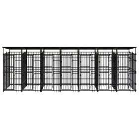 Outdoor Dog Kennel with Roof Steel 138.9 ft¬Home Life Boutique" (Option: Black)