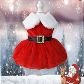 Cute Christmas Dog Dresses For Small Dog Clothes Christmas Santa Claus Outfit Dress Fancy Princess Puppy Dress Festival Apparel (Color: A, Color / Size: S)