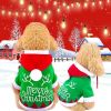 Merry Christmas Dog Sweater Pom Pom Hoodie Warm Christmas Hooded Dog Sweater Antler Print