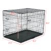 42" Pet Kennel Cat Dog Folding Steel Crate Animal Playpen Wire Metal