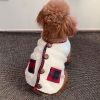 Warm Plaid Accent Christmas Dog Coat; Soft Pet Sweater Cardigan; with Snowman Scarf; Christmas Pet Clothing