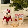 Red & White Sleeved Christmas Pet Dress For Small Medium Dog; New Year Dog Dress ; Cute Winter Pet Apparel