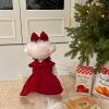 Red & White Sleeved Christmas Pet Dress For Small Medium Dog; New Year Dog Dress ; Cute Winter Pet Apparel