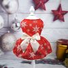 Fancy Christmas Dress for Dogs w/ Snowflakes Cute Red White Bow Pet Clothes Skirt Christmas Print Matching Dog Clothing For Small & Medium Dogs