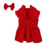 Red & White Sleeved Christmas Pet Dress For Small Medium Dog; New Year Dog Dress ; Cute Winter Pet Apparel