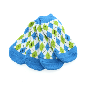 Non-Skid Dog Socks (Size: Large, Color: Blue and Green Argyle)