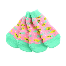 Non-Skid Dog Socks (Size: Large, Color: Pineapple)