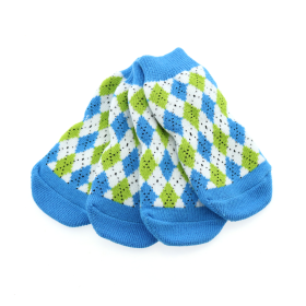 Non-Skid Dog Socks (Size: Small, Color: Blue and Green Argyle)