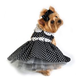 Polka Dot Dog Dress (Size: X-Small, Color: Black and white)