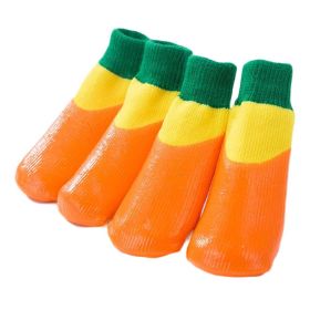 Dog Knitted Socks Pet Leg Socks Teddy Small Dog Waterproof Coated Socks Scratch Proof Protective Socks (Color: Orange)