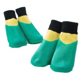 Dog Knitted Socks Pet Leg Socks Teddy Small Dog Waterproof Coated Socks Scratch Proof Protective Socks (Color: Green Yellow)