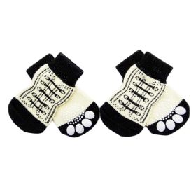 4 Pcs Knitted Dogs Socks Cat Socks Cute Pet Socks Dog Paw Protection for Puppy Indoor Wear (Option: White Shoes)