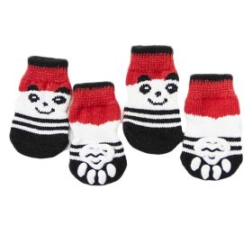 4 Pcs Knitted Dogs Socks Cat Socks Cute Pet Socks Dog Paw Protection for Puppy Indoor Wear (Option: Red Panda)