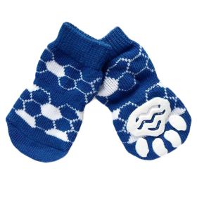 4 Pcs Cute Puppy Cat Socks Knitted Pet Socks Dog Paw Protection Poodle Teddy Socks (Option: Blue Football)