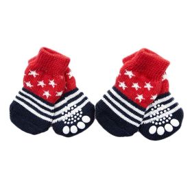 4 Pcs Knitted Dogs Socks Cat Socks Cute Pet Socks Dog Paw Protection for Puppy Indoor Wear (Option: Red Stars)