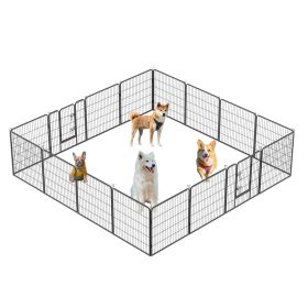 Dog Pens Outdoor 32" Height Foldable Panels Heavy Duty Metal Portable Dog Playpen Indoor Anti-Rust Exercise Dog Fence with Doors for Large/Medium/S (Panels: 16)