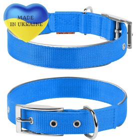 Blue Nylon Reflective Dog Adjustable Dog with Metal Buckle Heavy Duty (Color / Size: 12-15 inch Neck - S)