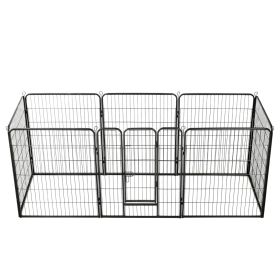 Metal Dog Playpen 8 Panels Steel Black (Color / Size: 31.5"x39.4")