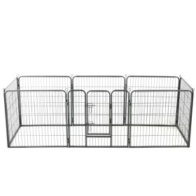 Metal Dog Playpen 8 Panels Steel Black (Color / Size: 31.5"x31.5")