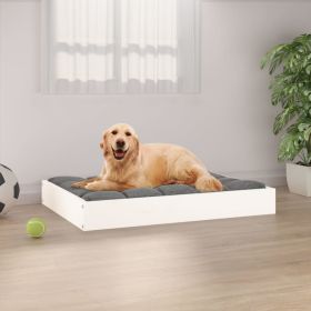 Premium Dog Bed White Box Solid Wood Pine (Color / Size: 28.1"x21.3"x3.5")