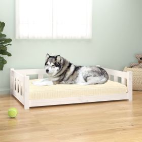 Premium Dog Bed White Timeless Solid Wood Pine (Color / Size: 41.5"x29.7"x11")