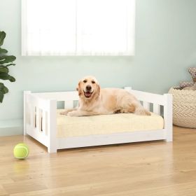 Premium Dog Bed White Timeless Solid Wood Pine (Color / Size: 29.7"x21.9"x11")