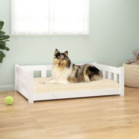 Premium Dog Bed White Timeless Solid Wood Pine (Color / Size: 37.6"x25.8"x11")