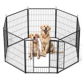 Dog Playpen Indoor Outdoor, 8 Panels Fence with Anti-Rust Coating, Metal Heavy Portable Foldable Dog Pen (Color / Size: 32" Height)