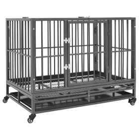 Dog Cage with Wheels Steel (Color / Size: 40.2"x28.3"x33.5")