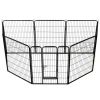 Metal Dog Playpen 8 Panels Steel Black