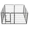 Metal Dog Playpen 8 Panels Steel Black