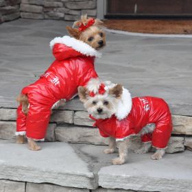 Red Ruffin It Dog Snow Suit / Dog Harness (Size: X-Small)