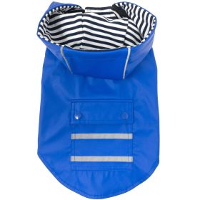 Slicker Raincoat with Striped Lining (Size: X-Small, Color: Cobalt Blue)