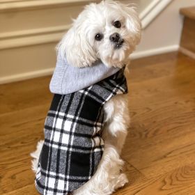 Weekender Dog Sweatshirt Hoodie (Size: X-Small, Color: Black & White Plaid Flannel)