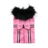 Pink Wool Classic Dog Coat Harness with Fur Collar and Matching Leash